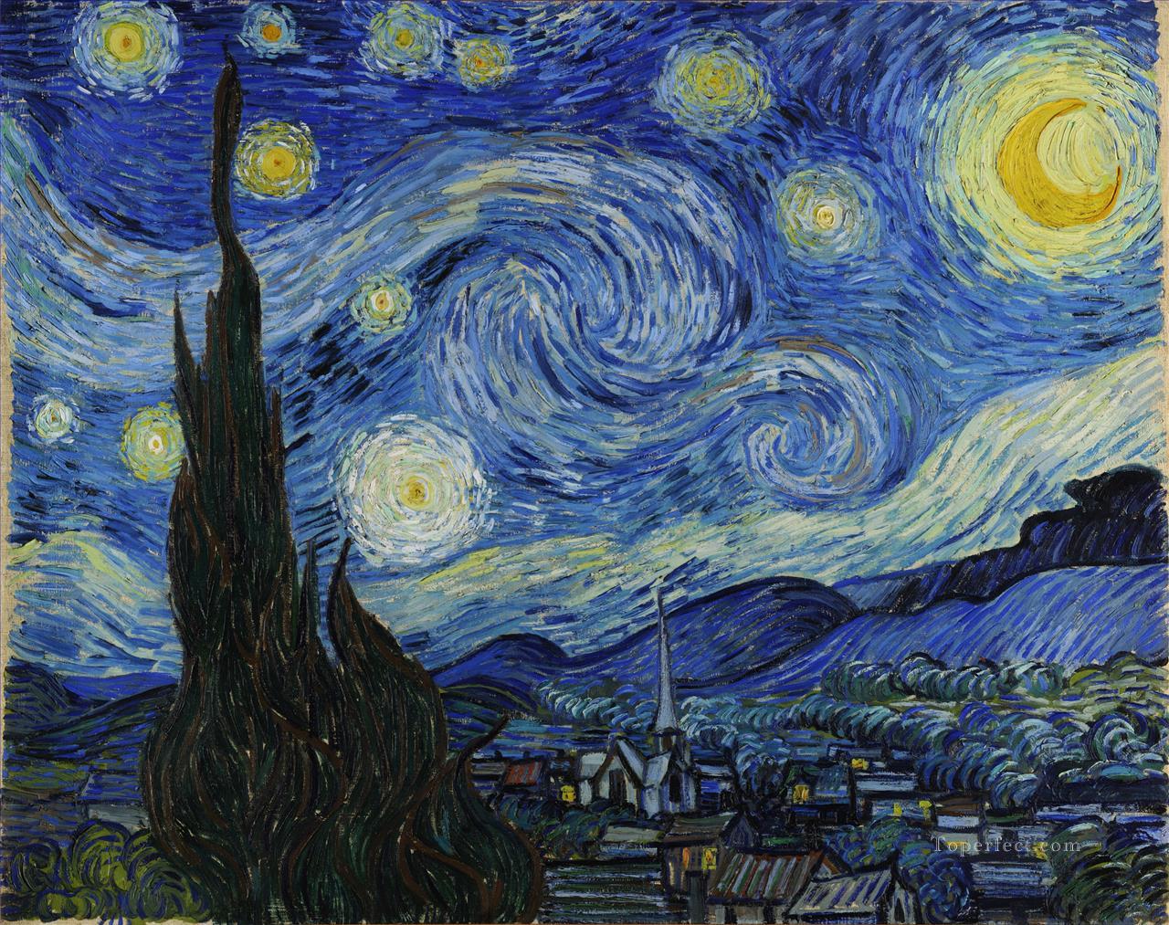 La noche estrellada Vincent van Gogh Pintura al óleo